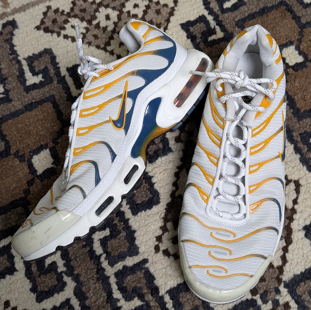 Nike Men’s White, Yellow & Navy Air Max TN Running Sneakers